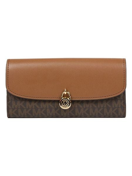 Michael Kors Skórzany portfel w kolorze ciemnobrązowo-karmelowym - 19 x 10 x 3 cm rozmiar: onesize. Brązowe portfele damskie Michael Kors, bez wzorów, z materiału. Za 588.81 zł.