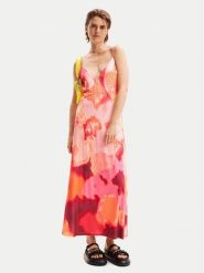 Desigual Sukienka letnia Nerea 24SWVK19 Różowy Regular Fit. Czerwone sukienki damskie Desigual, na lato, l, bez wzorów, z syntetyku, bez kołnierzyka, bez ramiączek. Za 289.99 zł.