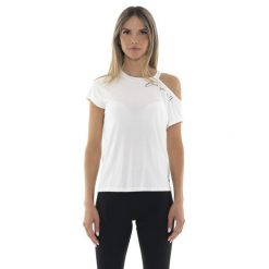 Koszulka lekki na co dzień na siłownię. Białe bluzki damskie LEONE 1947 APPAREL, bez wzorów, z bawełny, sportowe, bez kołnierzyka, bez ramiączek. W wyprzedaży za 89.72 zł.