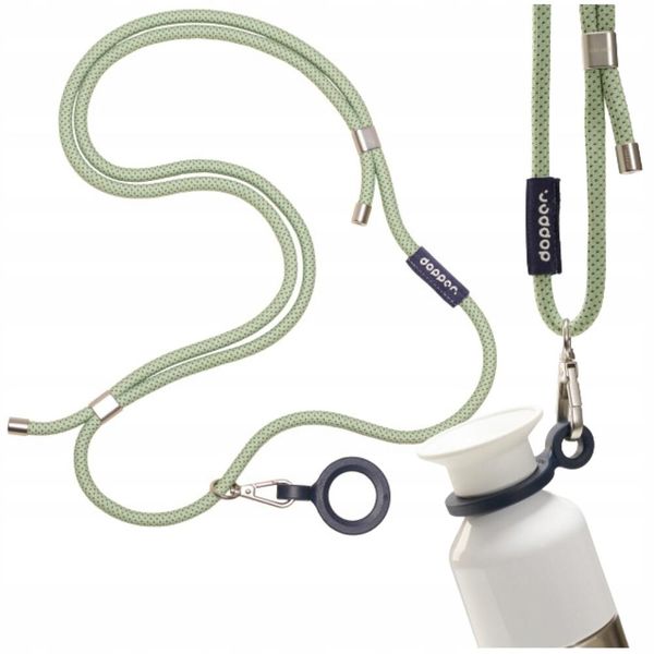 Pasek Dopper Cord zielony do butelki regulowany eko linka uchwyt crossbody. Zielone paski męskie DOPPER, bez wzorów, z materiału, eleganckie. Za 69.90 zł.
