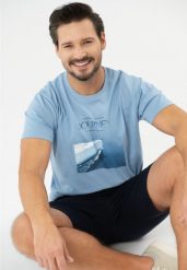 T-shirt z nadrukiem, Comfort Fit, T-SAIL. Zielone t-shirty męskie Volcano, l, bez wzorów, z bawełny, bez kołnierzyka. Za 69.99 zł.