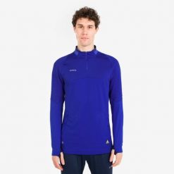 Bluza piłkarska Kipsta CLR półsuwak. Niebieskie bluzy bez kaptura męskie KIPSTA, s, z materiału. Za 129.99 zł.