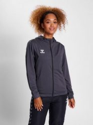 Damska bluza dresowa z kapturem zapinana na zamek Hummel Authentic. Szare bluzy sportowe damskie HUMMEL, l, bez wzorów, z dresówki, bez ramiączek, krótkie, z kapturem. Za 208.45 zł.