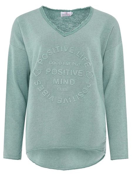 Zwillingsherz Bluza "Positive Mind" w kolorze zielonym rozmiar: L/XL. Zielone bluzy bez kaptura damskie Zwillingsherz, l. Za 139.20 zł.