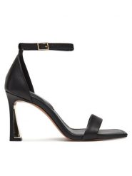 Aldo Sandały Rosali 13728098 Czarny. Czarne sandały damskie Aldo, bez wzorów, ze skóry, bez obcasa, na słupku. Za 319.99 zł.