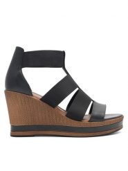 Lasocki Sandały CORTE WI23-CORTE-01 Czarny. Czarne sandały damskie Lasocki, bez wzorów, z materiału, bez obcasa, na koturnie. Za 189.99 zł.