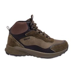 Męskie Buty Trekkingowe Ocieplane Zielone Big Star MM174333. Zielone buty trekkingowe męskie na jesień, ze skóry, przed kolano, bez zapięcia. Za 377.06 zł.