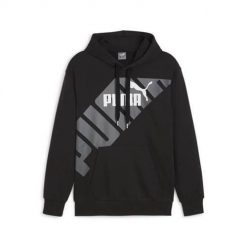 Bluza sportowa męska Puma Power Graphic. Czarne bluzy sportowe męskie Puma, bez wzorów, sportowe, bez kołnierzyka, bez ramiączek. Za 368.00 zł.