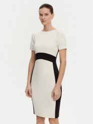 Calvin Klein Sukienka koktajlowa K20K208161 Écru Slim Fit. Sukienki damskie CALVIN KLEIN, bez wzorów, z syntetyku, wizytowe, bez kołnierzyka, bez ramiączek. Za 489.99 zł.