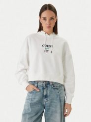 Guess Jeans Bluza W6RQ00 K68I4 Biały Relaxed Fit. Białe bluzy bez kaptura damskie Guess Jeans, m, z bawełny. Za 379.99 zł.