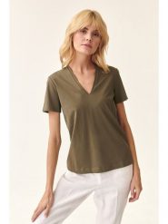 TATUUM Koszulka w kolorze khaki rozmiar: XS. Brązowe bluzki damskie Tatuum, xs, bez wzorów, z bawełny, bez kołnierzyka. Za 66.00 zł.