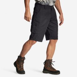 Bermudy outdoor Solognac 500. Czarne szorty męskie SOLOGNAC, bez wzorów, z bawełny, sportowe. Za 69.99 zł.