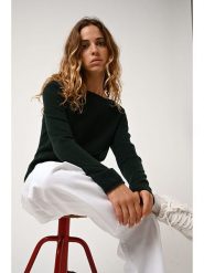 AUTHENTIC CASHMERE Kaszmirowy sweter "Criou" w kolorze ciemnozielonym rozmiar: L. Zielone swetry klasyczne damskie AUTHENTIC CASHMERE, l, z kaszmiru, bez kołnierzyka. Za 228.38 zł.