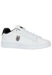 Buty męskie K-Swiss COURT SHIELD II Biały (04412-989-M). Białe buty trekkingowe męskie K-Swiss, ze skóry, bez zapięcia, trekkingowe. Za 244.85 zł.