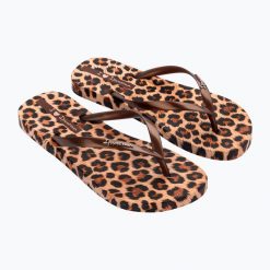Japonki damskie Ipanema Animal Print. Brązowe klapki damskie Ipanema, bez wzorów, z materiału, bez obcasa. Za 109.99 zł.