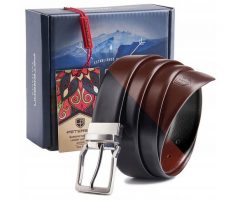 Pasek skórzany Peterson [DH] PTN PSD-01-C-115 dwustronny. Brązowe paski męskie Peterson, bez wzorów, z jeansu, eleganckie. Za 55.99 zł.