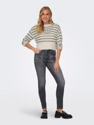 ONLY Sweter w kolorze kremowo-czarnym rozmiar: XL. Brązowe swetry klasyczne damskie Only, xl, bez kołnierzyka. Za 48.28 zł.