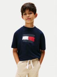 Tommy Hilfiger T-Shirt Flag Archive KB0KB10111 Granatowy Regular Fit. Niebieskie t-shirty chłopięce Tommy Hilfiger, bez wzorów, z bawełny, bez ramiączek. Za 129.99 zł.
