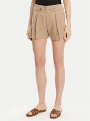 Guess Szorty materiałowe W5GD1J WG8N0 Beżowy Relaxed Fit. Brązowe szorty damskie Guess, z aplikacjami, ze lnu. Za 239.99 zł.