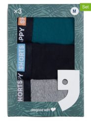 Happy Shorts Bokserki (3 pary) w kolorze granatowo-zielono-szarym rozmiar: M. Niebieskie bokserki męskie Happy Shorts, bez wzorów. Za 61.46 zł.
