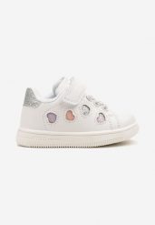 Biało-Srebrne Buty Sportowe Sneakersy z Brokatowymi Sercami Ulaveris. Białe buty sportowe dziewczęce Born2be, bez wzorów, z jeansu, bez zapięcia. Za 79.99 zł.