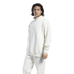 Kolorowa bluza z zamkiem błyskawicznym Reebok Classics. Białe bluzy sportowe damskie Reebok, l, bez wzorów, bez ramiączek, bez kaptura. W wyprzedaży za 262.55 zł.