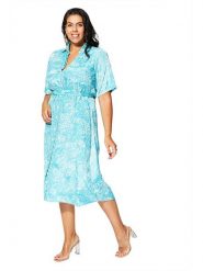 Aller Simplement Sukienka w kolorze turkusowo-białym rozmiar: 42/44. Białe sukienki damskie Aller Simplement, na co dzień, bez wzorów, z tkaniny, bez kołnierzyka, bez ramiączek, midi, proste. Za 65.99 zł.