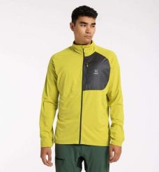 HAGLOFS Bluza techniczna męska MIRRE MID JACKET MEN aurora-S. Niebieskie bluzy bez kaptura męskie Haglöfs, bez wzorów, z dzianiny, klasyczne, bez kołnierzyka, bez ramiączek. Za 199.40 zł.