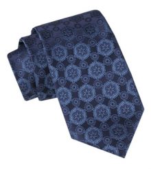 Męski Krawat - Alties - Granatowy w Figury Geometryczny. Niebieskie krawaty i muchy męskie Alties, bez wzorów, z tkaniny, eleganckie. Za 49.00 zł.