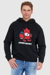 DSQUARED2 Czarna bluza męska leaf buddy z kapturem. Czarne bluzy z kapturem męskie Dsquared2, l. W wyprzedaży za 1,199.99 zł.