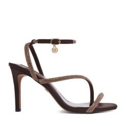 Sandały Nine West. Brązowe sandały damskie Nine West, bez wzorów, bez obcasa, na szpilce. Za 249.99 zł.