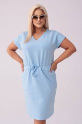 Błękitna dresowa sukienka Bianca PLUS SIZE XXL WIOSNA. Niebieskie sukienki damskie Moda Size Plus Iwanek, na co dzień, na wiosnę, l, bez wzorów, z bawełny, eleganckie, bez kołnierzyka, plus size, bez ramiączek, midi, proste. Za 239.90 zł.