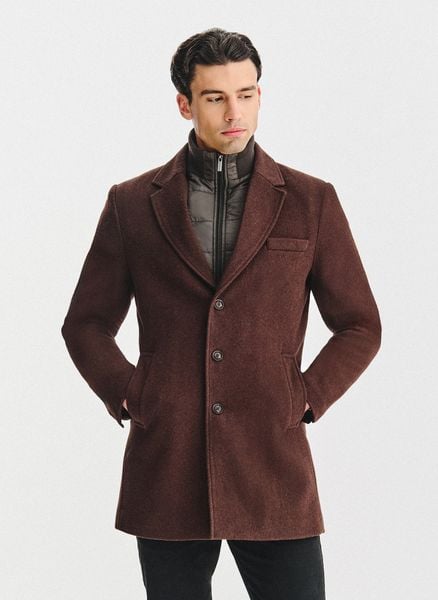 PAKO LORENTE - Brązowy płaszcz męski z odpinanym kołnierzem. Brązowe płaszcze męskie Pako Lorente, na jesień, m, bez wzorów, z poliesteru. Za 499.99 zł.