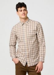 MESKA KOSZULA WRANGLER 1 PKT POPLIN SHIRT WHITE 112371402. Białe koszule męskie Wrangler, m, bez wzorów, bez kołnierzyka, bez ramiączek. Za 169.99 zł.