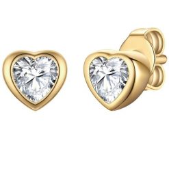 Rafaela Donata Kolczyki Serce z Srebro wysokiej próby w Żółte złoto 1 ct Damski. Żółte kolczyki damskie Rafaela Donata, z cyrkonią, pozłacane, na sztyftcie. Za 109.99 zł.