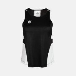 SPEZIA Technical Tank Top – lekki, oddychający i szybkoschnący. Czarne topy damskie IZAS, bez wzorów, bez kołnierzyka. Za 139.09 zł.
