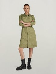 G-Star Sukienka koszulowa w kolorze khaki rozmiar: XL. Brązowe sukienki damskie G-Star, xl, bez wzorów, z lyocellu, retro, bez kołnierzyka, bez ramiączek, midi, koszulowe. Za 258.52 zł.