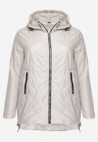 Jasnoszara Przejściowa Pikowana Kurtka z Odpinanym Kapturem Nevistta. Szare kurtki damskie Born2be, plus size, bez wzorów, z jeansu. Za 149.99 zł.