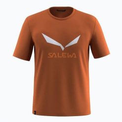 SALEWA Koszulka męska Solidlogo Dry M T-Shirt bombay brown-M. Czerwone t-shirty męskie Salewa, l, bez wzorów, z bawełny, bez kołnierzyka. Za 229.50 zł.