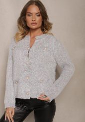Beżowy Kardigan z Wiskozą Ozdobiony Imitacją Kieszeni i Guzikami Nomilira. Brązowe kardigany damskie Renee, bez wzorów, z jeansu. Za 84.99 zł.
