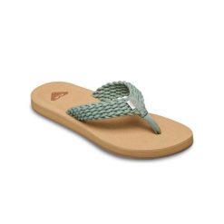 Sandały dla Kobiety PORTO Zielony. Zielone sandały damskie Roxy, bez wzorów, z bawełny, bez obcasa. Za 129.99 zł.