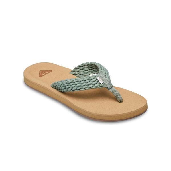 Sandały dla Kobiety PORTO Zielony. Zielone sandały damskie Roxy, bez wzorów, z bawełny, bez obcasa. Za 129.99 zł.