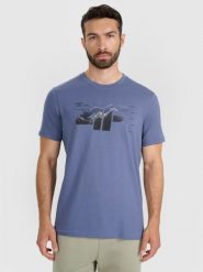 4F T-shirt regular z nadrukiem męski - granatowy XL. Niebieskie t-shirty męskie 4f, m, bez wzorów, z bawełny, bez kołnierzyka. Za 59.99 zł.