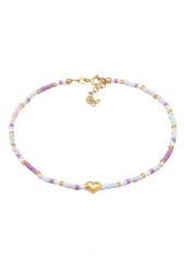 Elli Damska bransoletka na kostkę serce szklane koraliki letni styl w pozłacanym srebrze 925 Sterling Silver Bransoletki na nogę 1 ct Damski. Szare bransoletki damskie Elli, pozłacane. Za 241.39 zł.