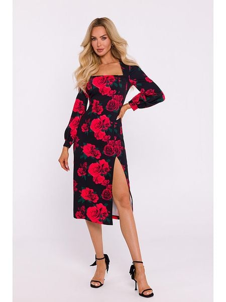 Made of emotion Sukienka w kolorze czerwono-czarnym rozmiar: M. Czarne sukienki damskie Made Of Emotion, m, bez wzorów, bez kołnierzyka, bez ramiączek, midi. Za 267.95 zł.