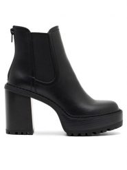 Nine West Botki SAILA 13151A Czarny. Czarne botki damskie Nine West, z materiału, bez obcasa, na słupku, bez zapięcia. Za 299.99 zł.