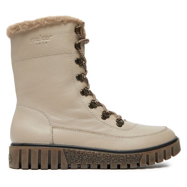 Trzewiki Rieker. Brązowe botki damskie Rieker, bez obcasa, na płaskiej podeszwie, bez zapięcia. Za 309.99 zł.