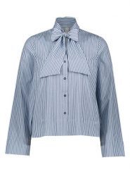 YAS Bluzka w kolorze błękitno-szarym rozmiar: 40. Niebieskie bluzki damskie YAS, bez wzorów, z bawełny, bez kołnierzyka, bez ramiączek. Za 128.55 zł.