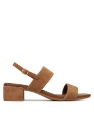 ECCO Sandały Liva 25030305034 Brązowy. Brązowe sandały damskie ECCO, bez wzorów, ze skóry, bez obcasa, na słupku. Za 569.99 zł.