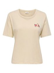 JDY Koszulka w kolorze beżowym rozmiar: XL. Brązowe bluzki damskie JDY, xl, bez wzorów, z bawełny, bez kołnierzyka. Za 43.99 zł.